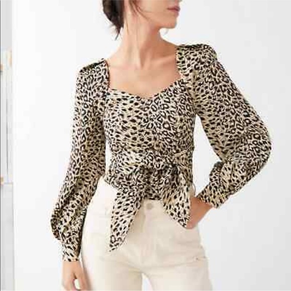 & other stories leopard print long sleeve top - Picture 1 of 6